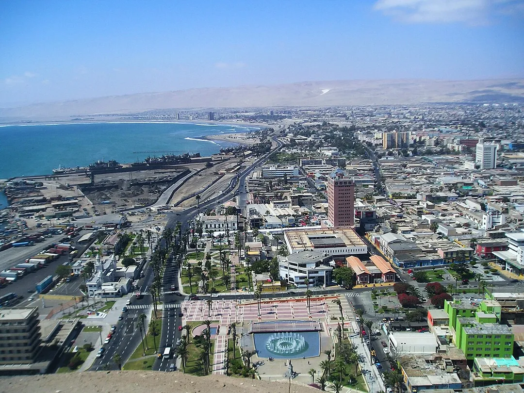 Arica, Chile - a view from El Morro of the port and downtown