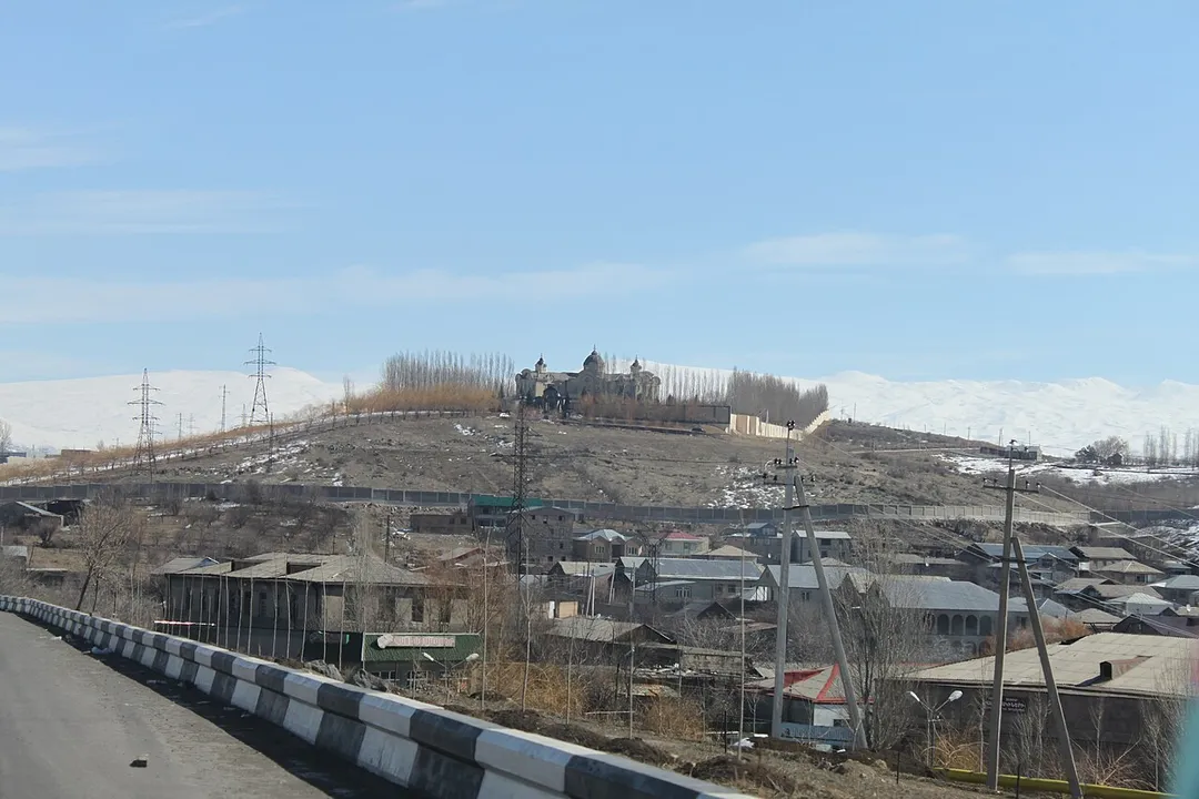 View of the villa and compound of Armenian oligarch, monopolist, and member of parliament Gagik Tsarukian (a.k.a. Dodi Gago).  In the Arinj village of Armenia's Kotayk Province.