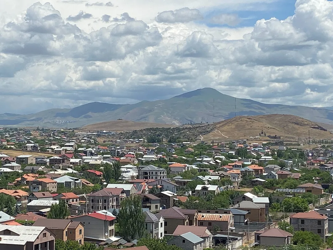 View of the district of Arinj, a former village, now a part of Yerevan, bordering Kotayk province, in June 2023.