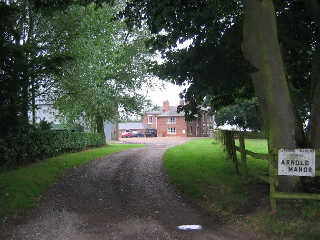 Arnold Manor, Arnold, East Riding of Yorkshire, England.Situated in the bottom NE corner of the grid square. The village of Arnold is to the west of the A165 in this farming area.