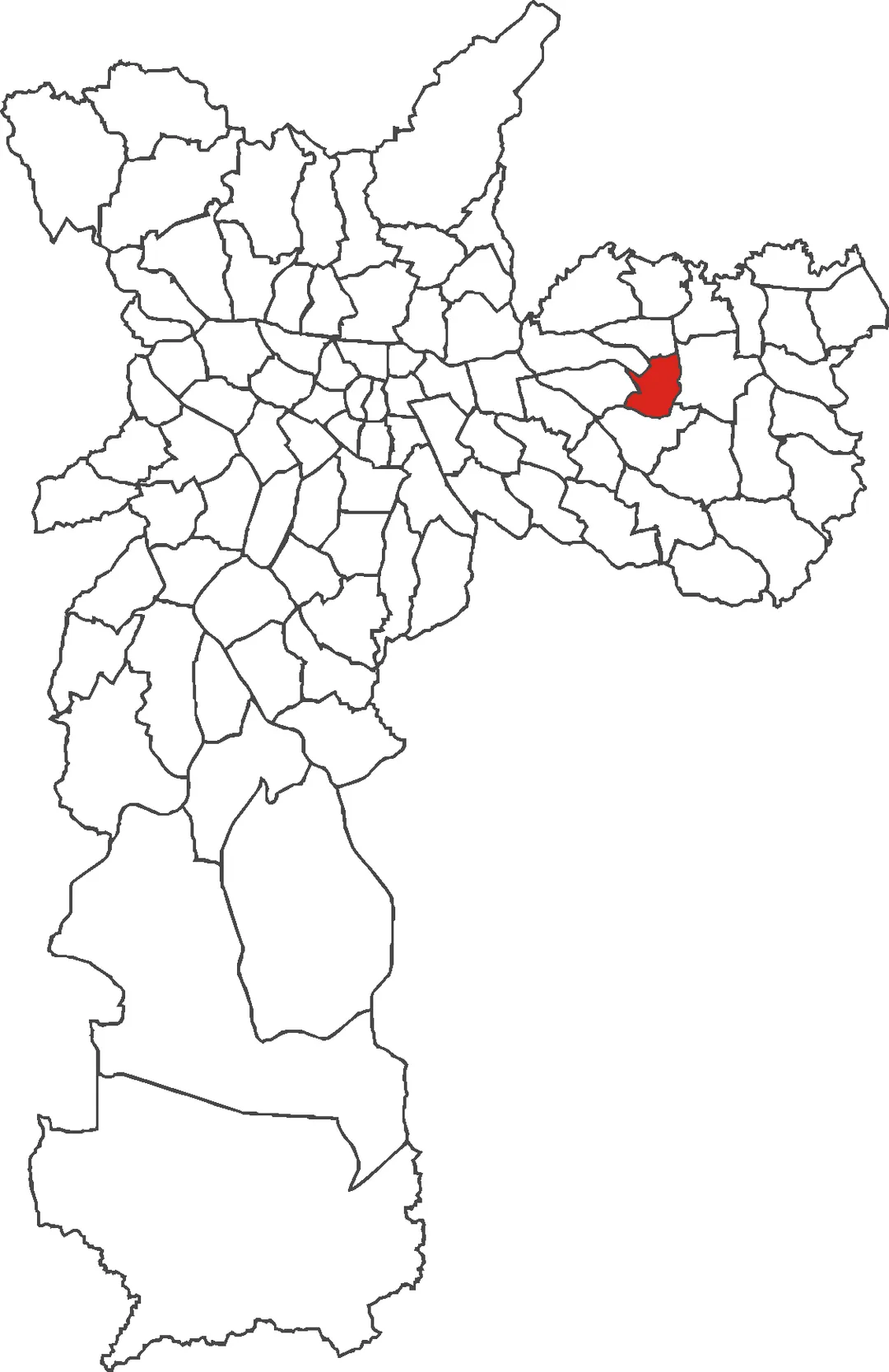 Localização do distrito de Artur Alvim no município de São Paulo.