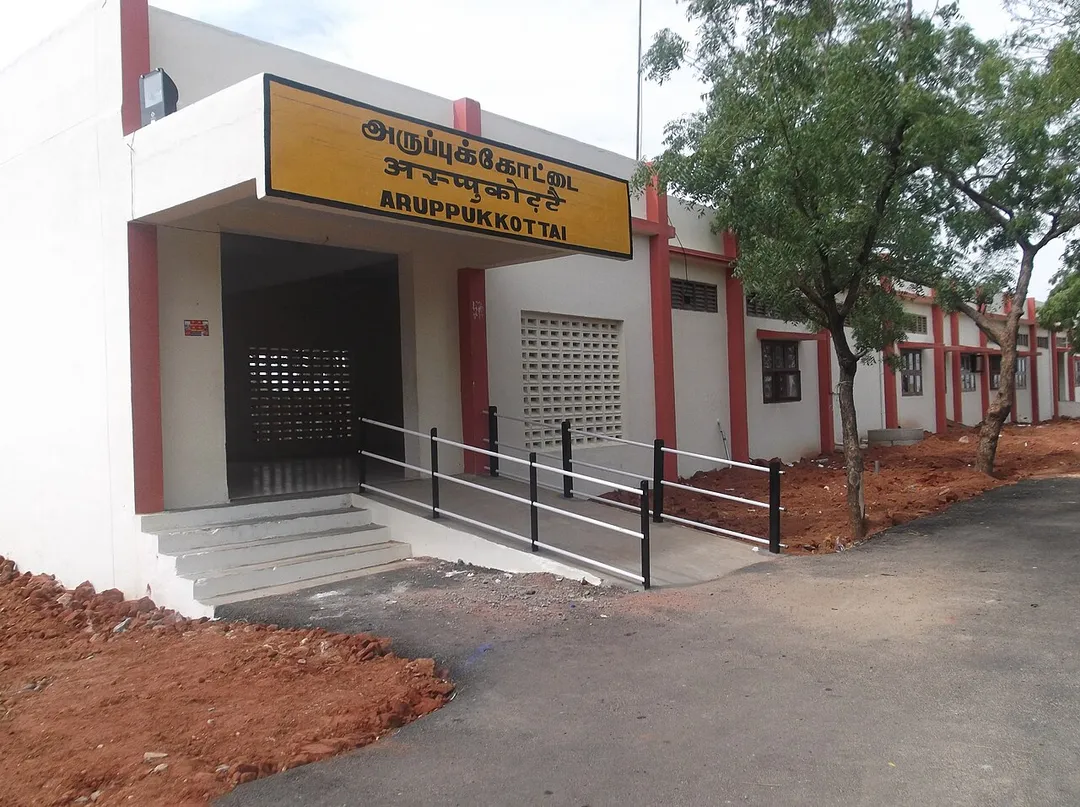 it is newly build aruppukottai railway station.i take picture on railway trial run at the station.