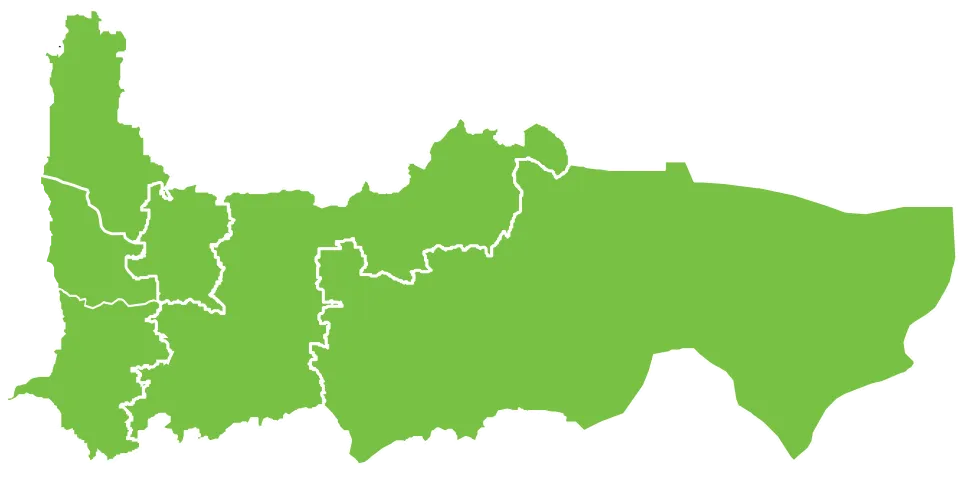 Blank map of Hama's districts.