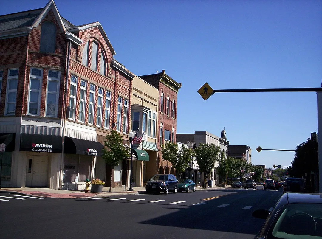 A view of downtown Ashland, Ohio on East Main Street.