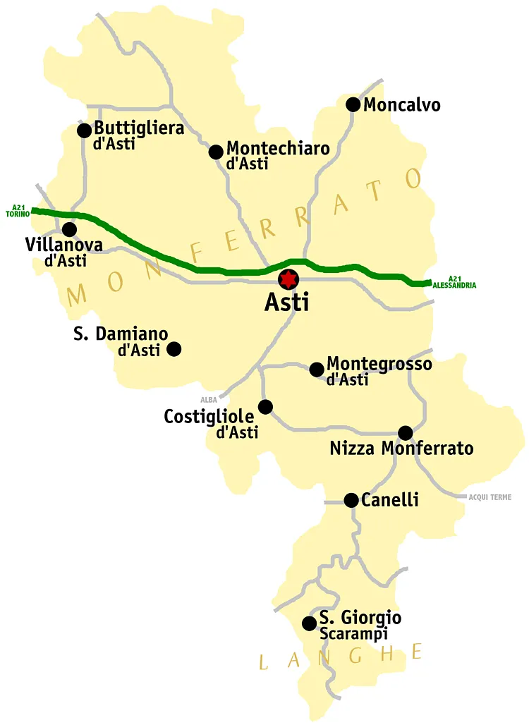 Mappa della provincia di Asti