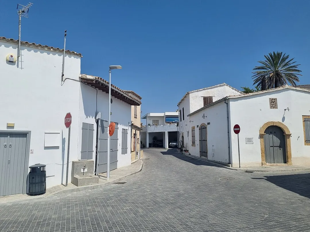 A view of Athienou with the old Chani tou Mestana Inn on the right