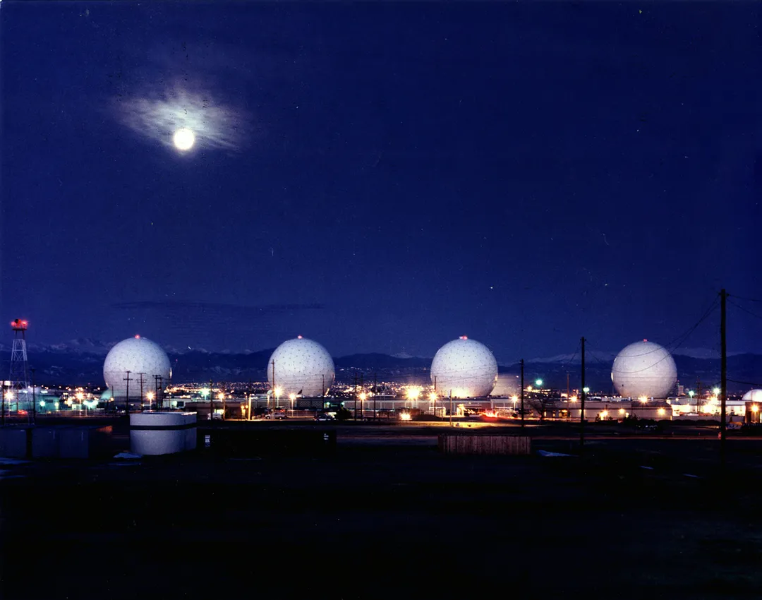 Buckley AFB, looking west with the Colorado Rockies in background.  Denver is in foreground.