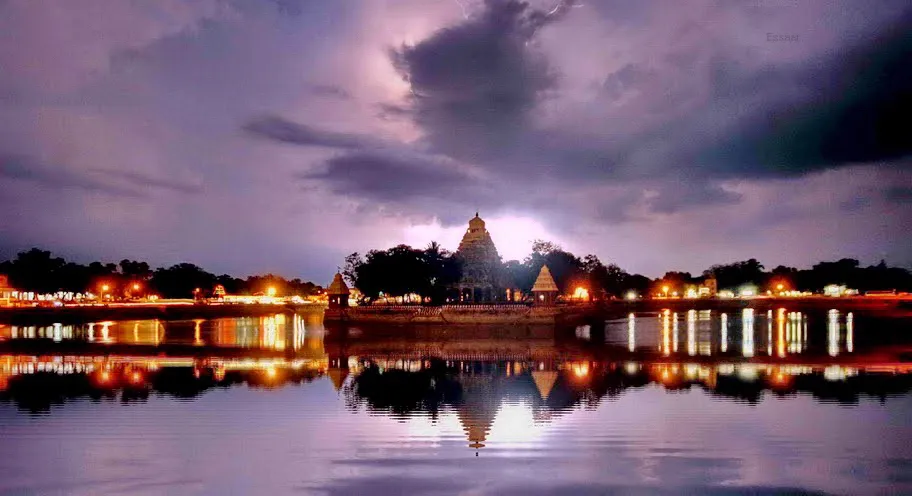 Teppakulam (aka Mariamman Teppakulam) is seen illuminated during an annual Festival in Madurai.