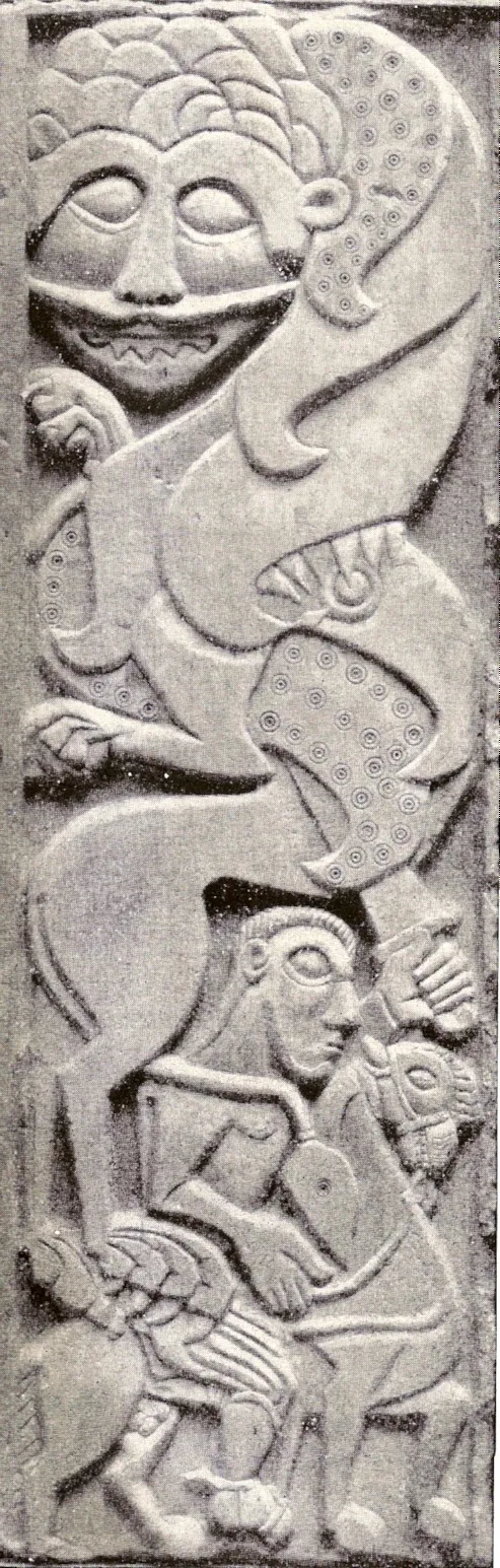 Norman relief of Saint George and the Dragon, second half of 11th century, Cathedral of Aversa, Italy