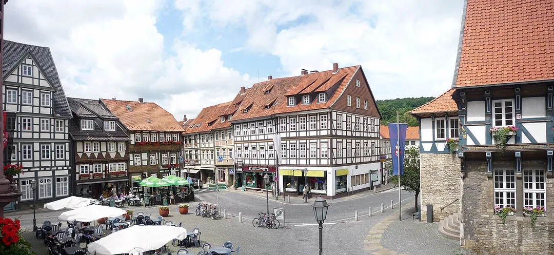 Market place in Bad Gandersheim, Lower Saxony in Germany