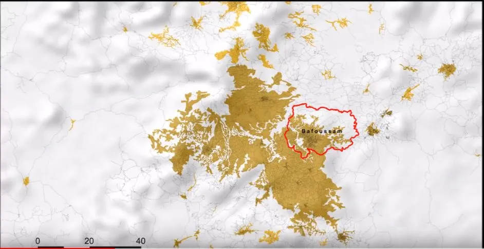 Bafoussam built-up area map as defined by AFRICApolis