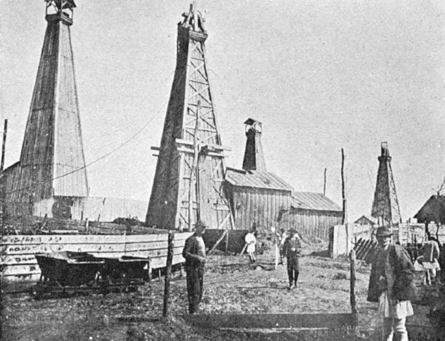 Oil derrick in Băicoi, Romania.