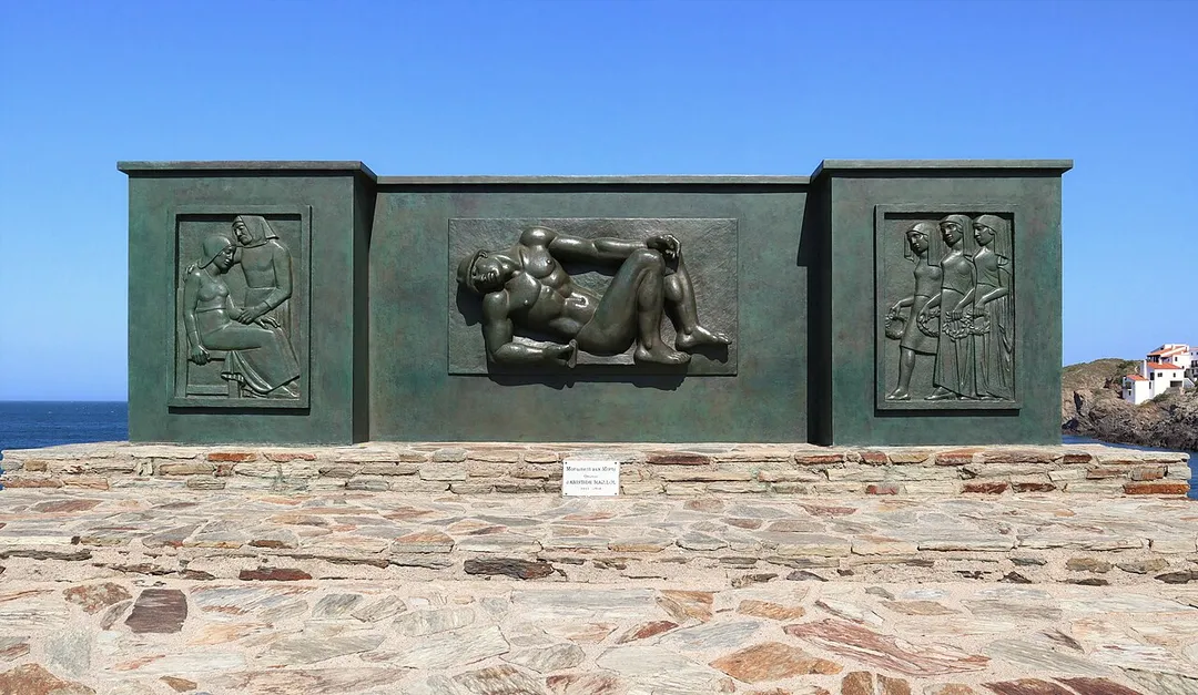 War memorial (bronze) by Aristide Maillol in Banyuls-sur-Mer, France.There are two versions of this monument, one of stone in the town center and one of bronze on the cliffs west of Banyuls port.