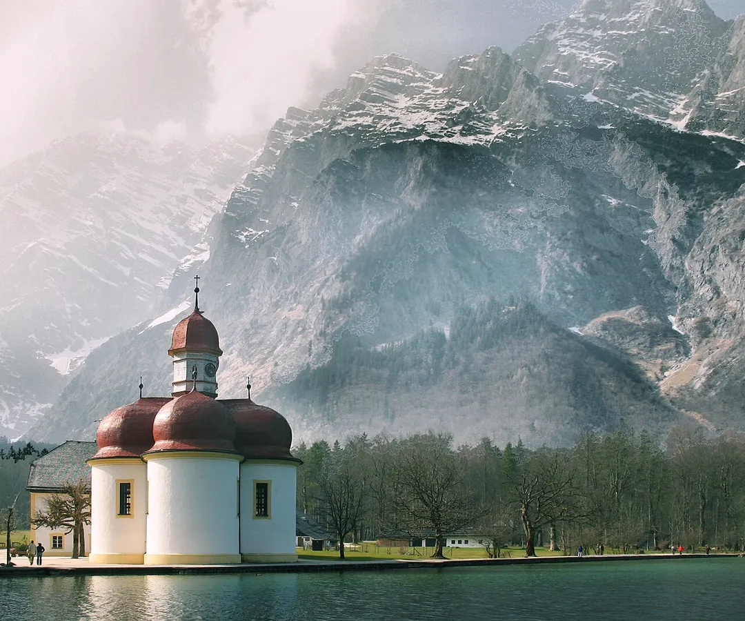 St. Bartholomew's Church on Königssee, Germany.