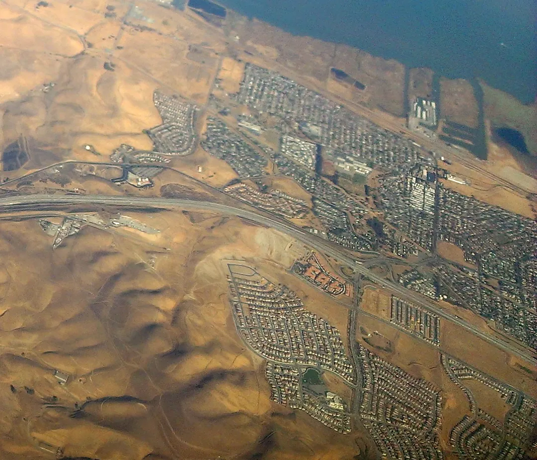 Aerial view of Bay Point, California, facing approximately northwest.