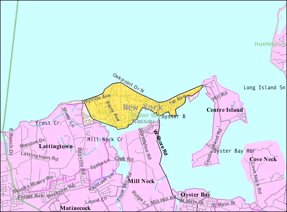 U.S. Census 2000 reference map for Bayville, New York