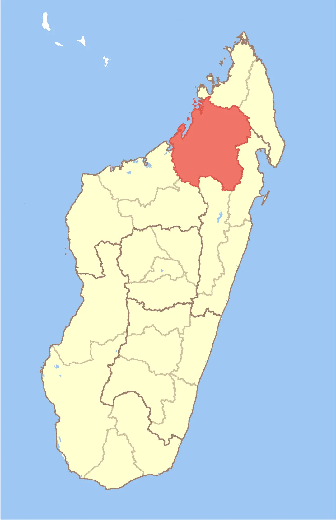 Map of Madagascar with Sofia Region highlighted.