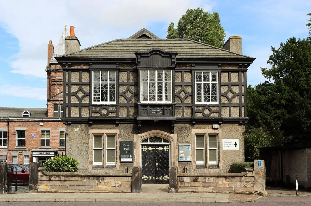 Front elevation of Mayer Hall, The Village, Bebington.
