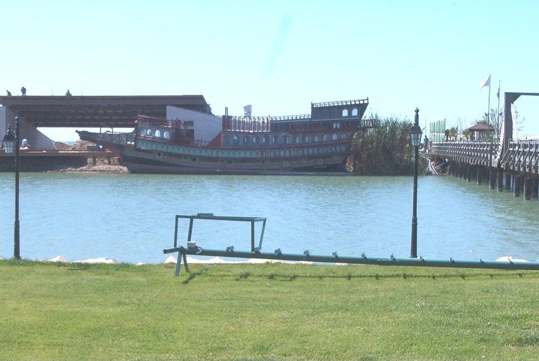 Replica of a ship at the beach of Belek near Antalya (Turkey)