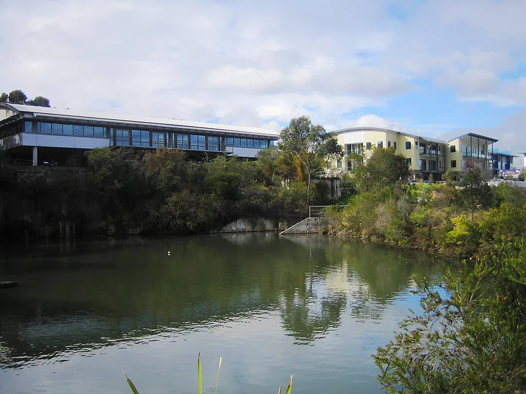 Buildings at Austlink Business Park, Belrose, New South Wales; mfunnell; 20JUL2006; from behind 9 Narabang Way.
