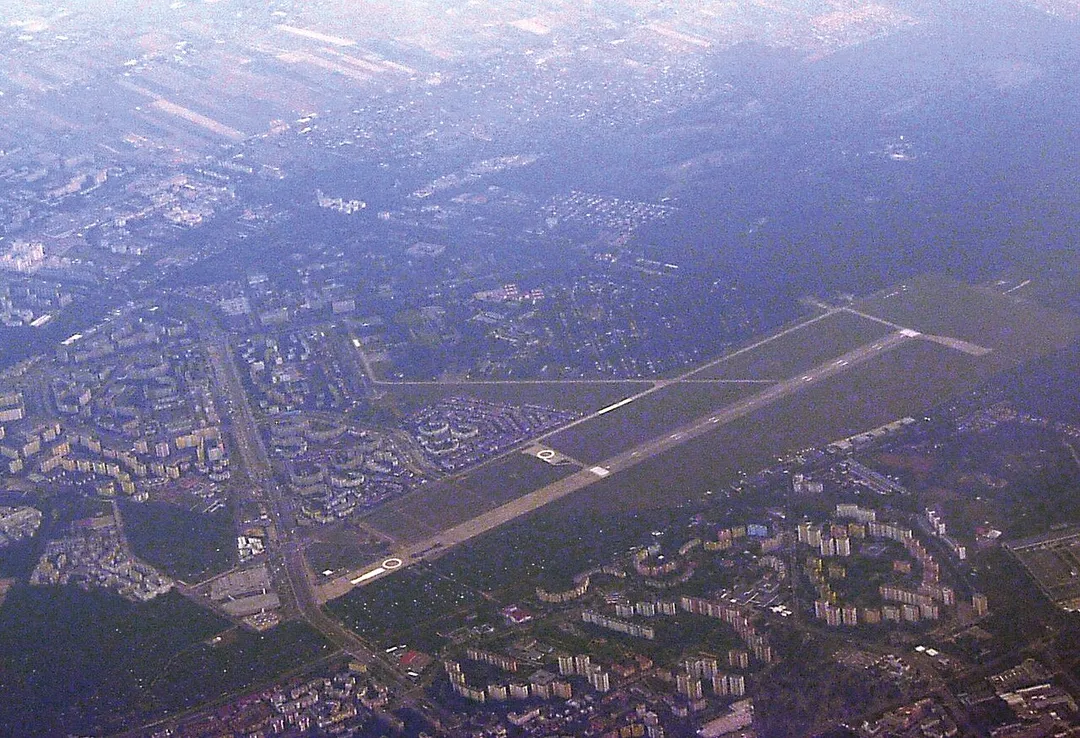 Aerial view of the Babice Airport in Warsaw