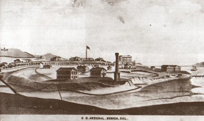 Benicia Arsenal  in 1878.

Benicia, Solano County, Northern California.