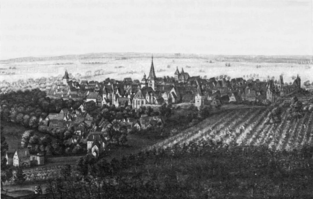 The city of Bensheim in A.D. 1612