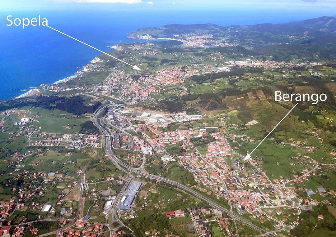 An aerial view of Berango in the Basque Country.