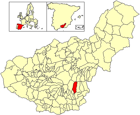 Situación del término municipal de Bérchules respecto a la provincia de Granada, en España.