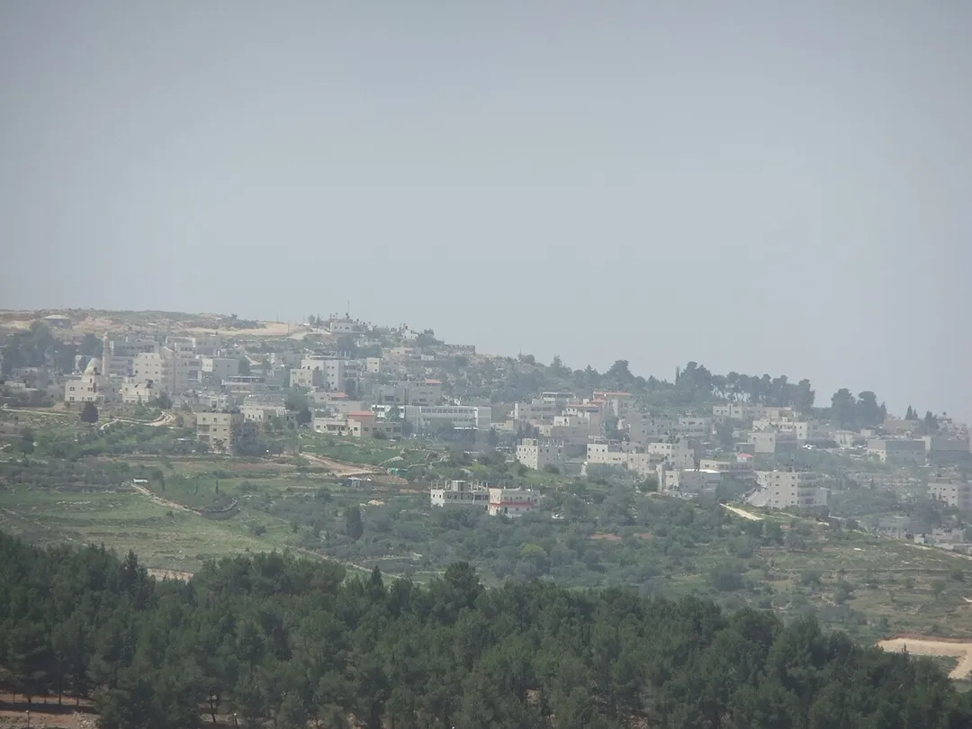 Biddu as viewed from Tomb of Samuel. The red roofs in the front are Har Shmuel