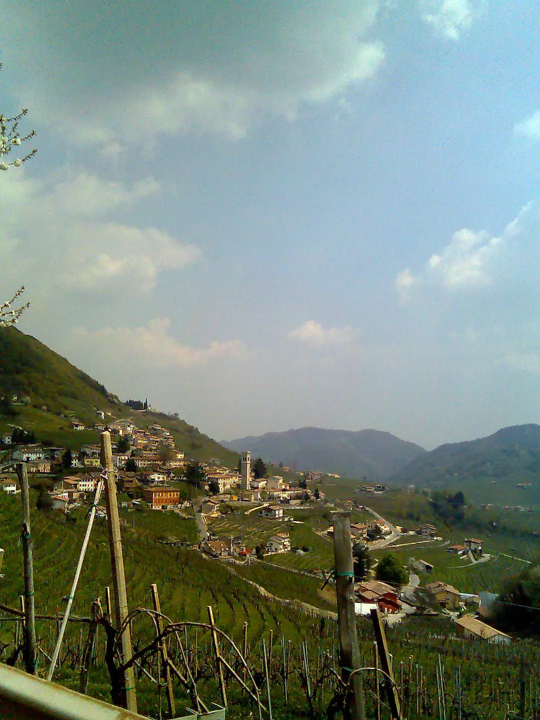 Hillside View of Valdobbiadene (town of Santo Stefano) in northern Italy