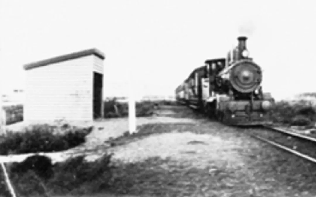 Bilinga railway station. Train shown