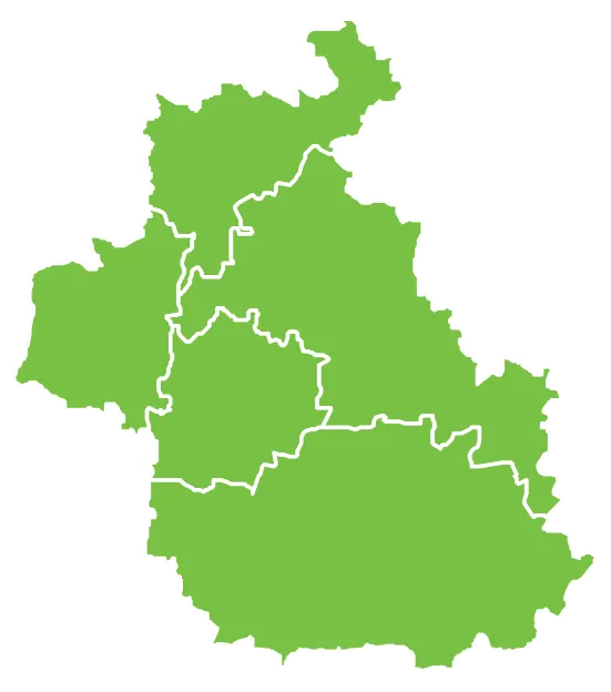 Blank map of the districts of the Idlib Governate — in northwestern Syria.