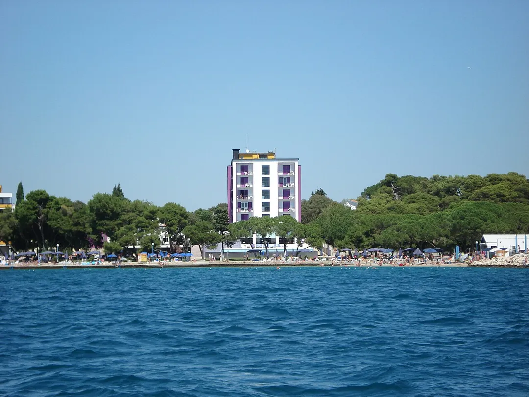 Hotel and beach in Biograd na Moru, Croatia