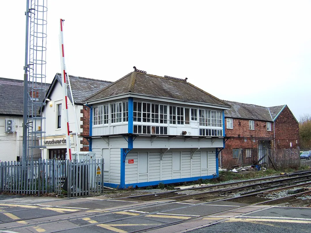 Signal box at Birkdale railway station, in Birkdale, Merseyside, England.