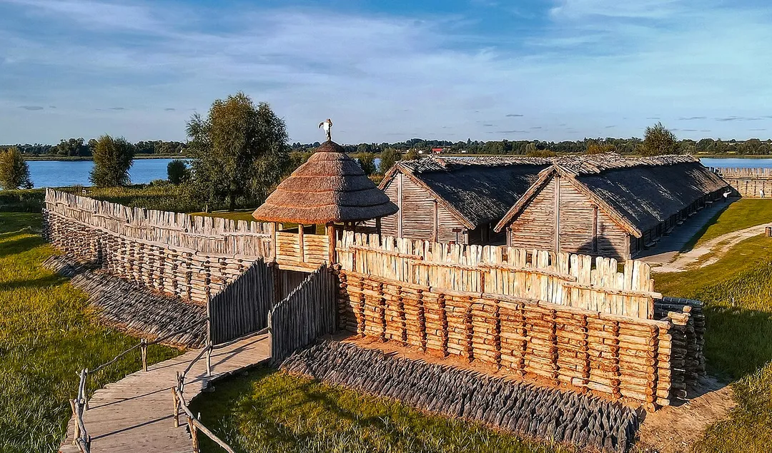 Reconstruction of part of the Biskupin fortified settlement, Poland