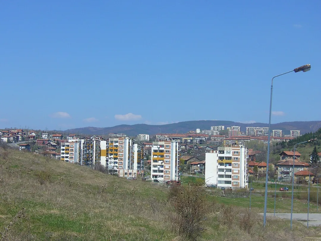 View at Dzhelyova Mahala  housing estate and part of Minyor housing estate. Bobov dol, Bulgaria