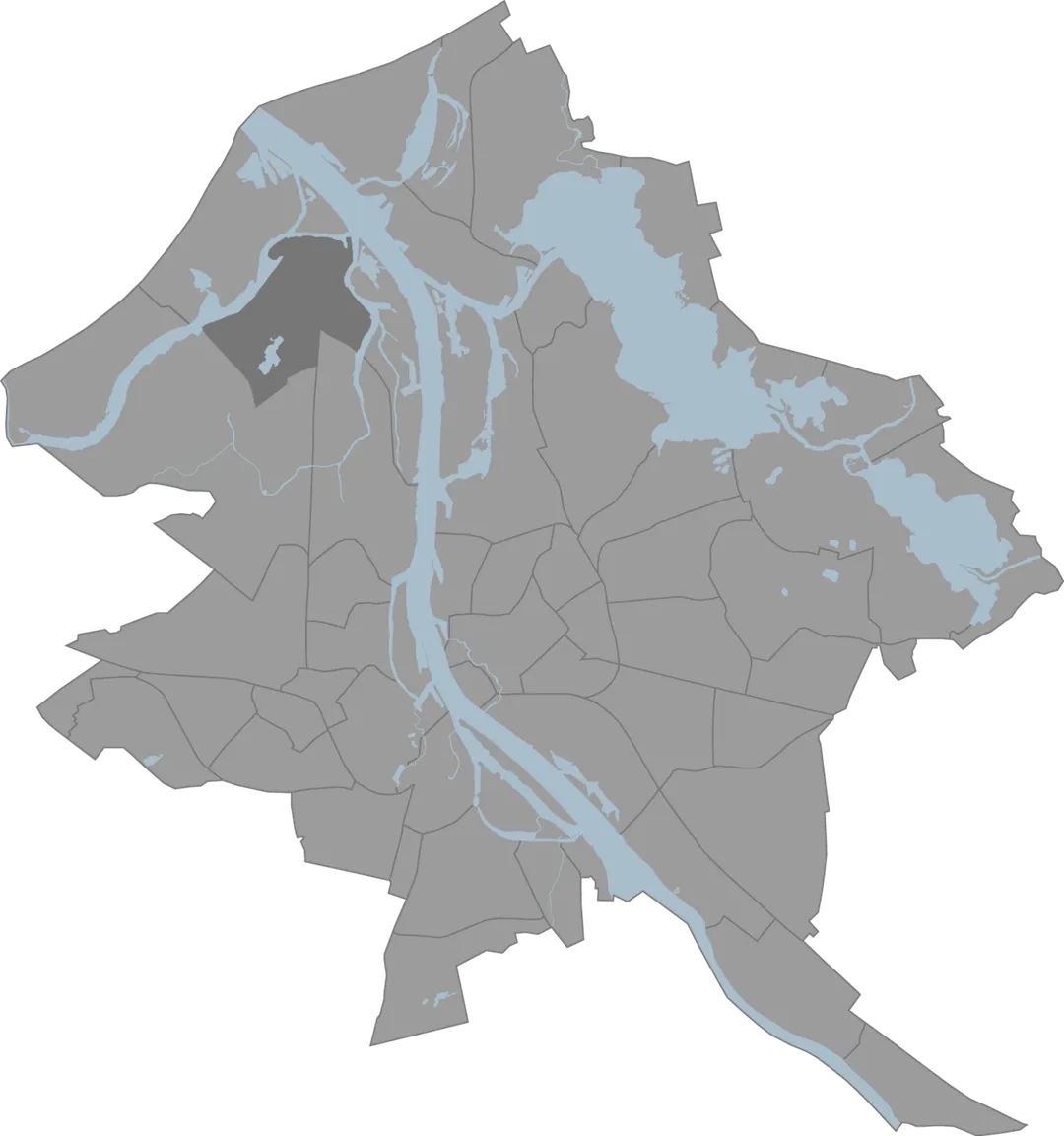 A map of Riga, Latvia with the eponymous commune highlighted