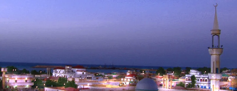 The Bosaso (Puntland, Somalia) skyline at dusk.