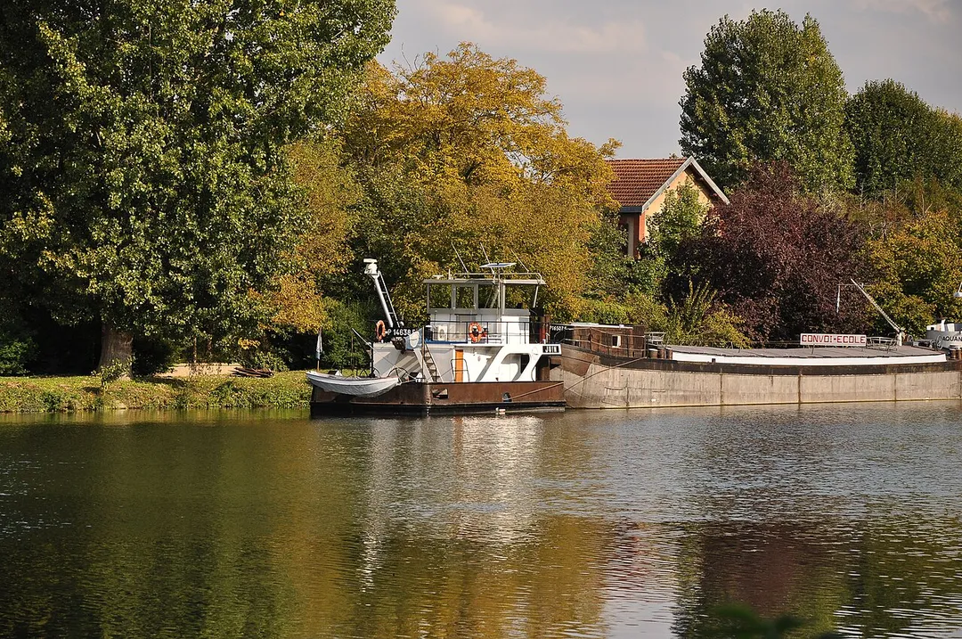 Banks of the Seine River in Bougival in Yvelines department of France.