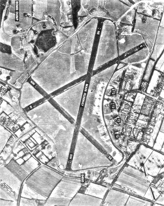 Aerial photograph of Bovingdon Airfield, England.