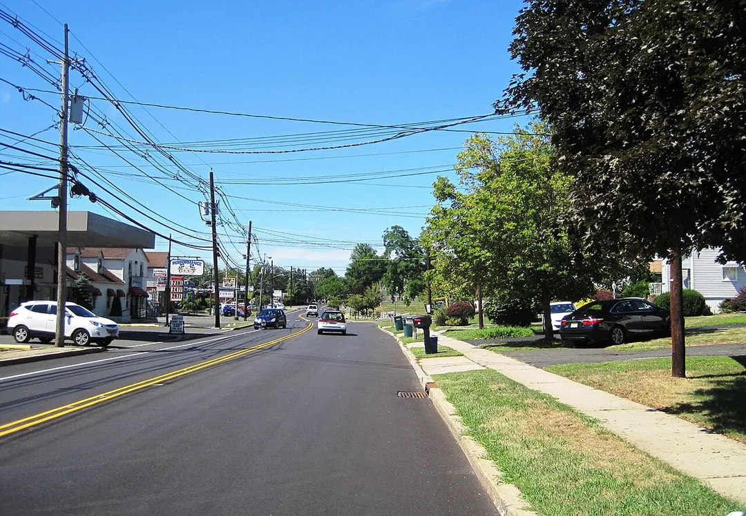 Photo of Bradley Gardens, New Jersey, a census designated place within Bridgewater Township. Photo taken along southbound Old York Road (County Route 567) at Maple Street.