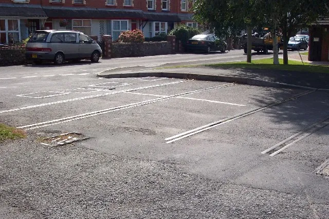 A reminder of Braunton's railway. Rails left in the road at a level crossing in Braunton
