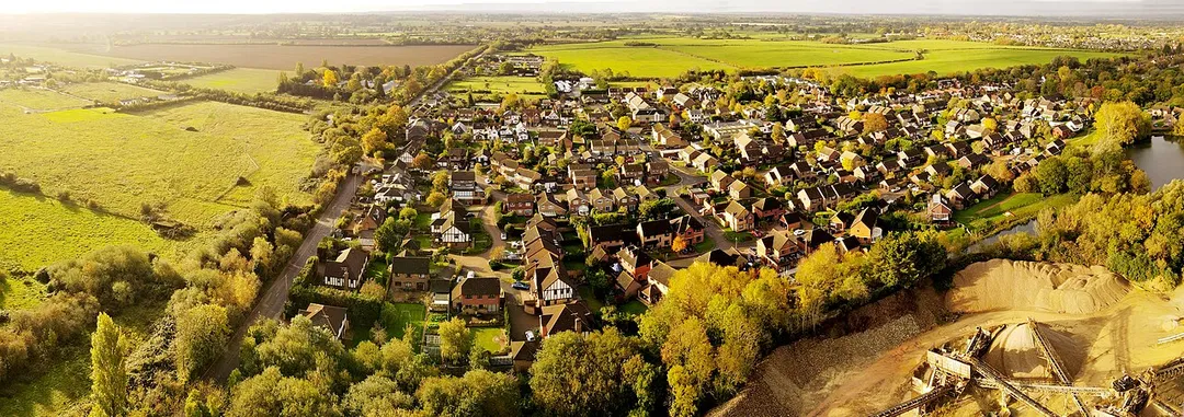 View of Bray Village, looking west.