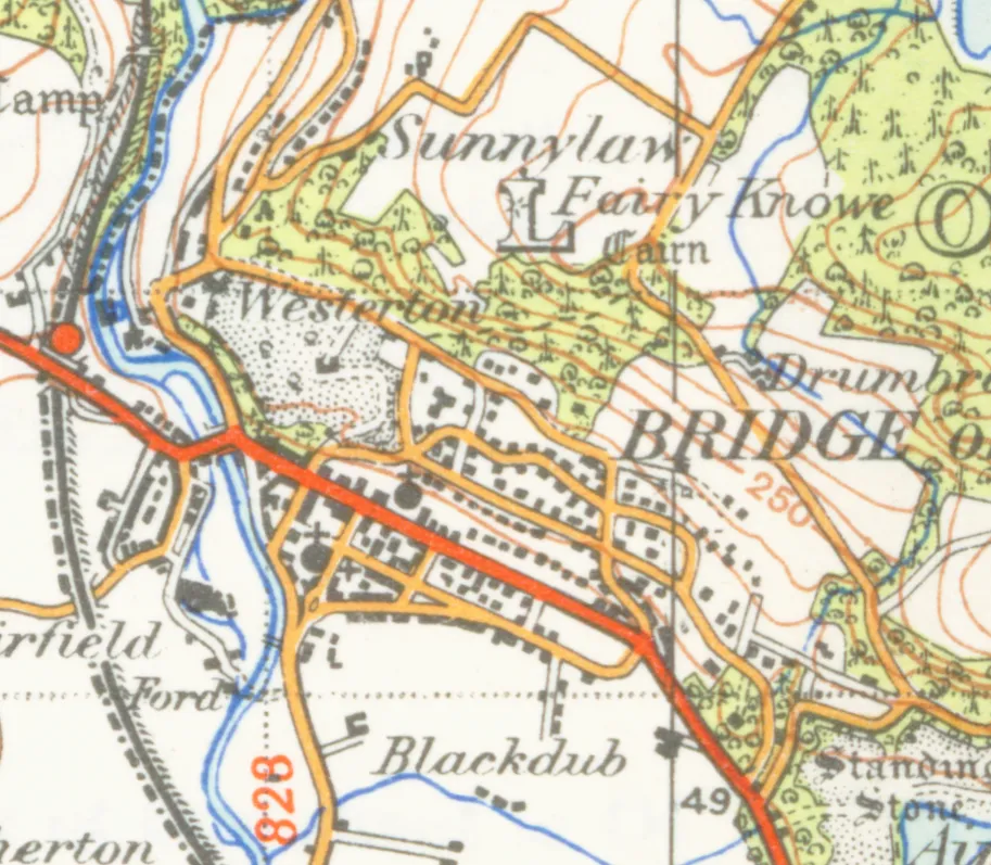 map of Bridge of Allan 1 inch to the mile scale scanned at 600 DPI