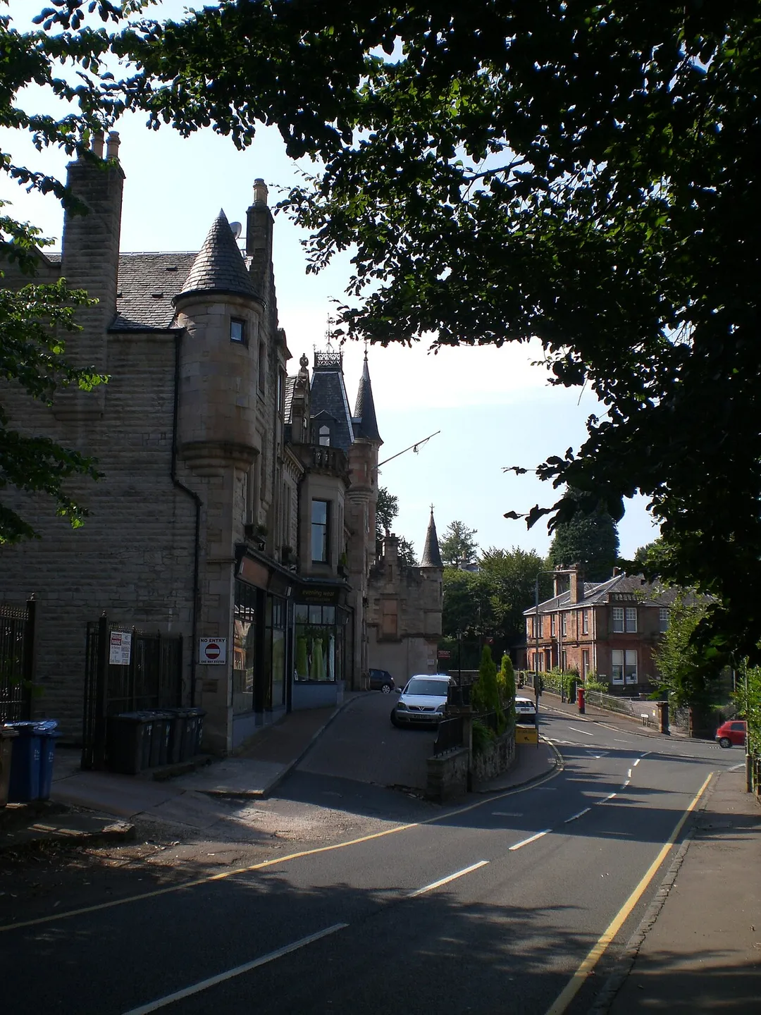 former Ranfurly Hotel, Prieston Road and the Clydesdale Bank building in Bridge of Weir, Renfrewshire, UK