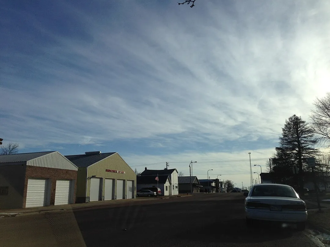 Sky above Main Street in Bridgewater, SD