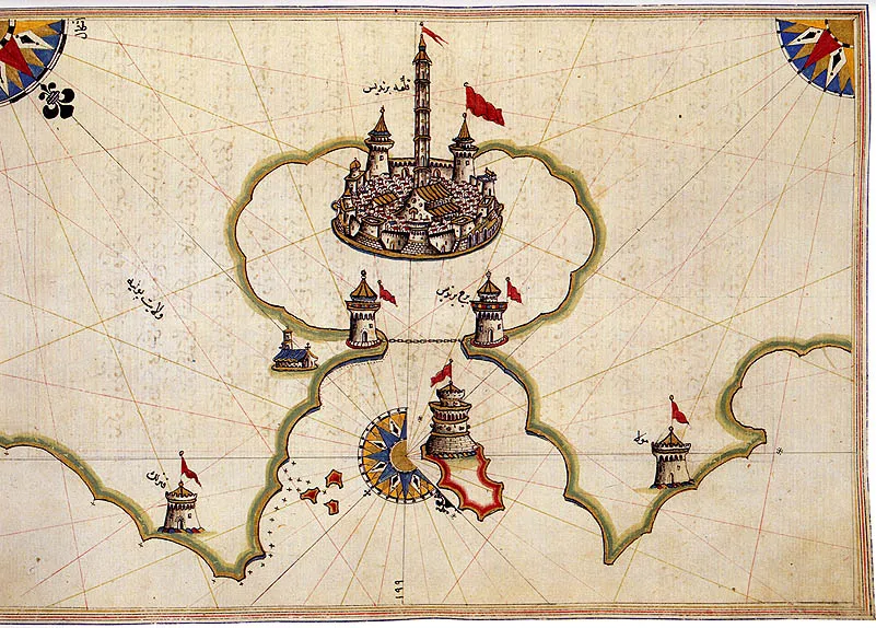 en:Brindisi in en:Italy on the Kitab-Ä± Bahriye (Book of Navigation) of en:Piri Reis