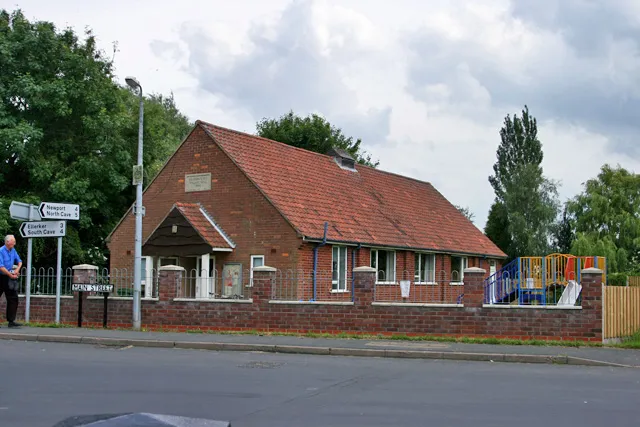 The Village Hall, Broomfleet, East Riding of Yorkshire, England.
The inset stone above the porch reads:
BROOMFLEET
VILLAGE HALL

1956