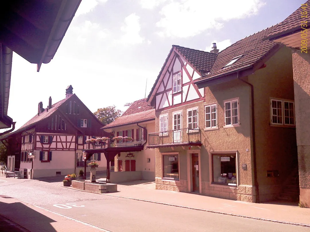 Village center of Buchs, canton of Zürich, Switzerland